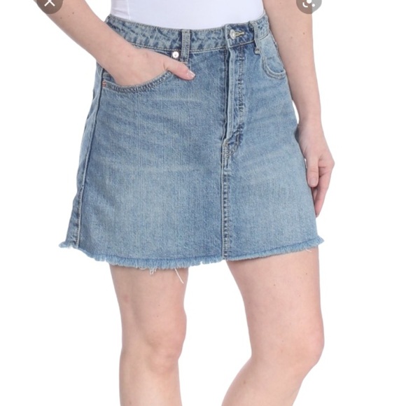 Free People Button Fly Fray Hem Jean Mini Skirt 30 - Picture 17 of 17